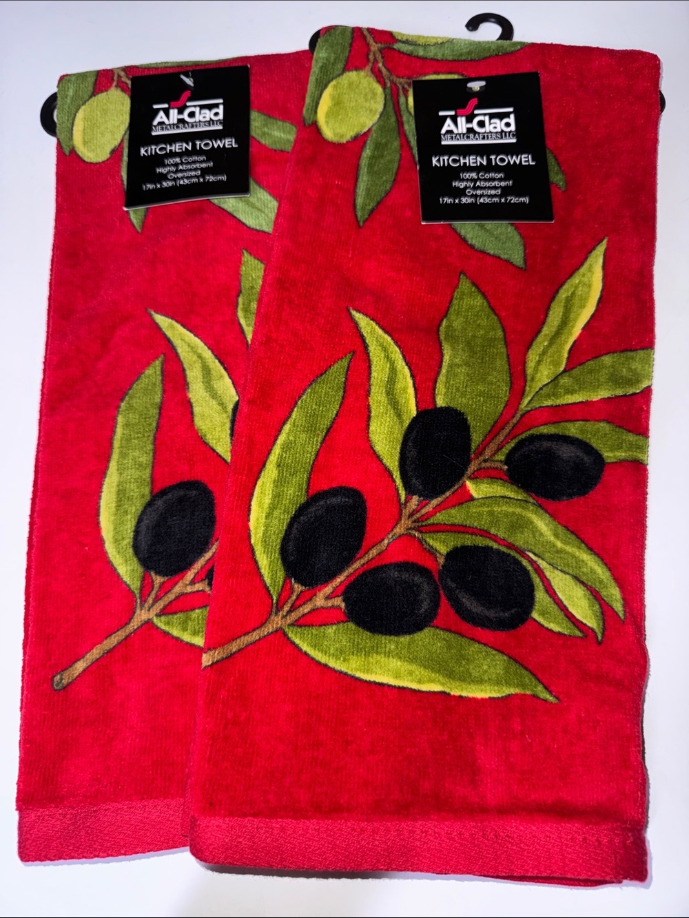 All-Clad 100% Cotton Tuscan Olive Oversized 17”x 30” Kitchen Towels (Set Of 2)